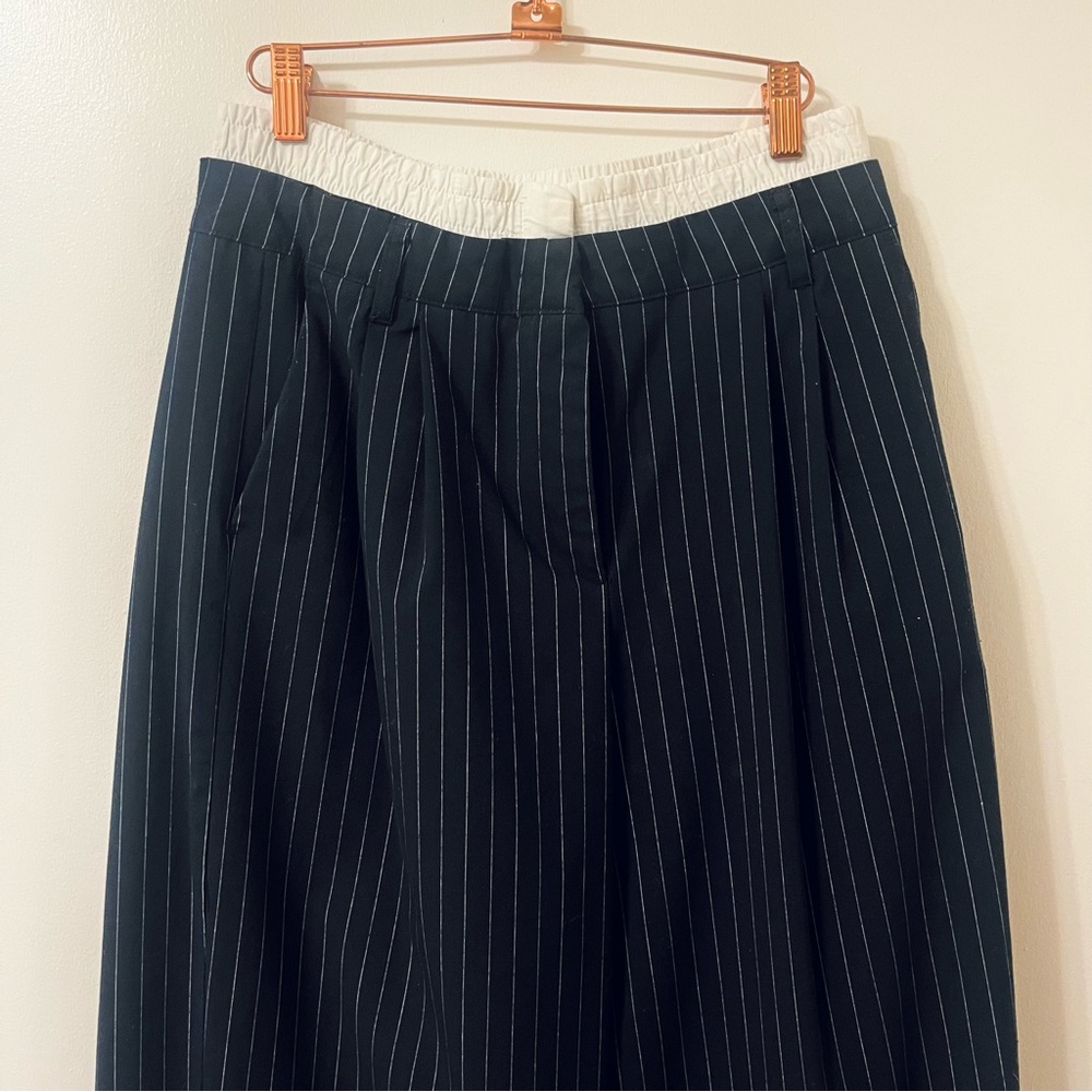 Bershka navy pinstripe trousers